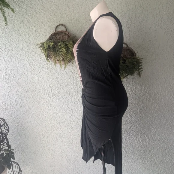 Allsaints Riviera Flora Gathered Dress - Black Size M - Picture 6 of 8